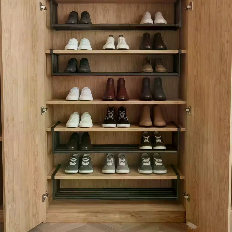 Organisateur de rangement de placard extensible et réglable pour une installation facile dans la chambre