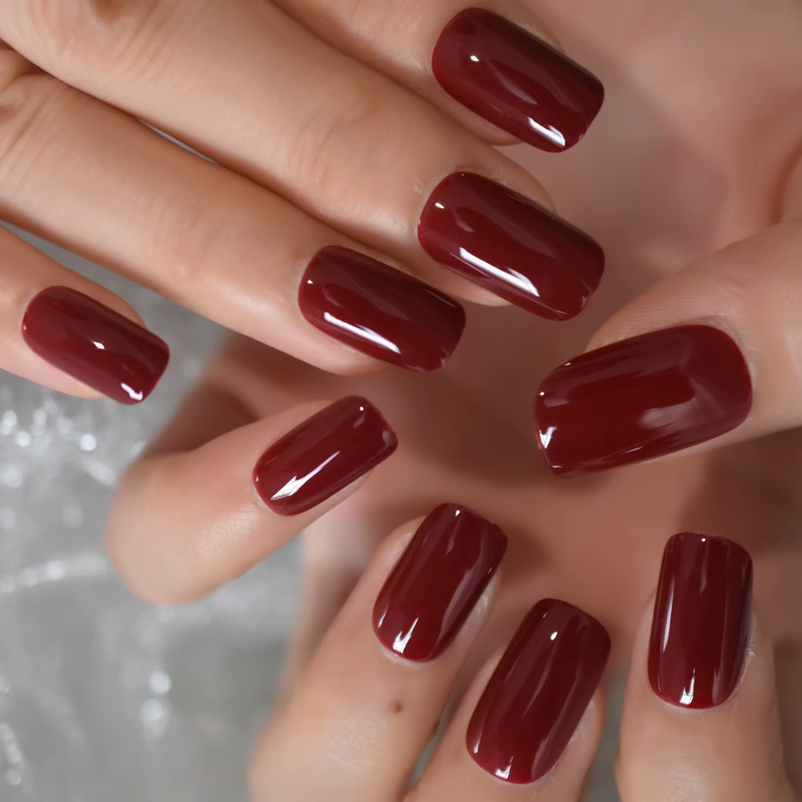 Faux ongles à pression solides et brillants pour femmes