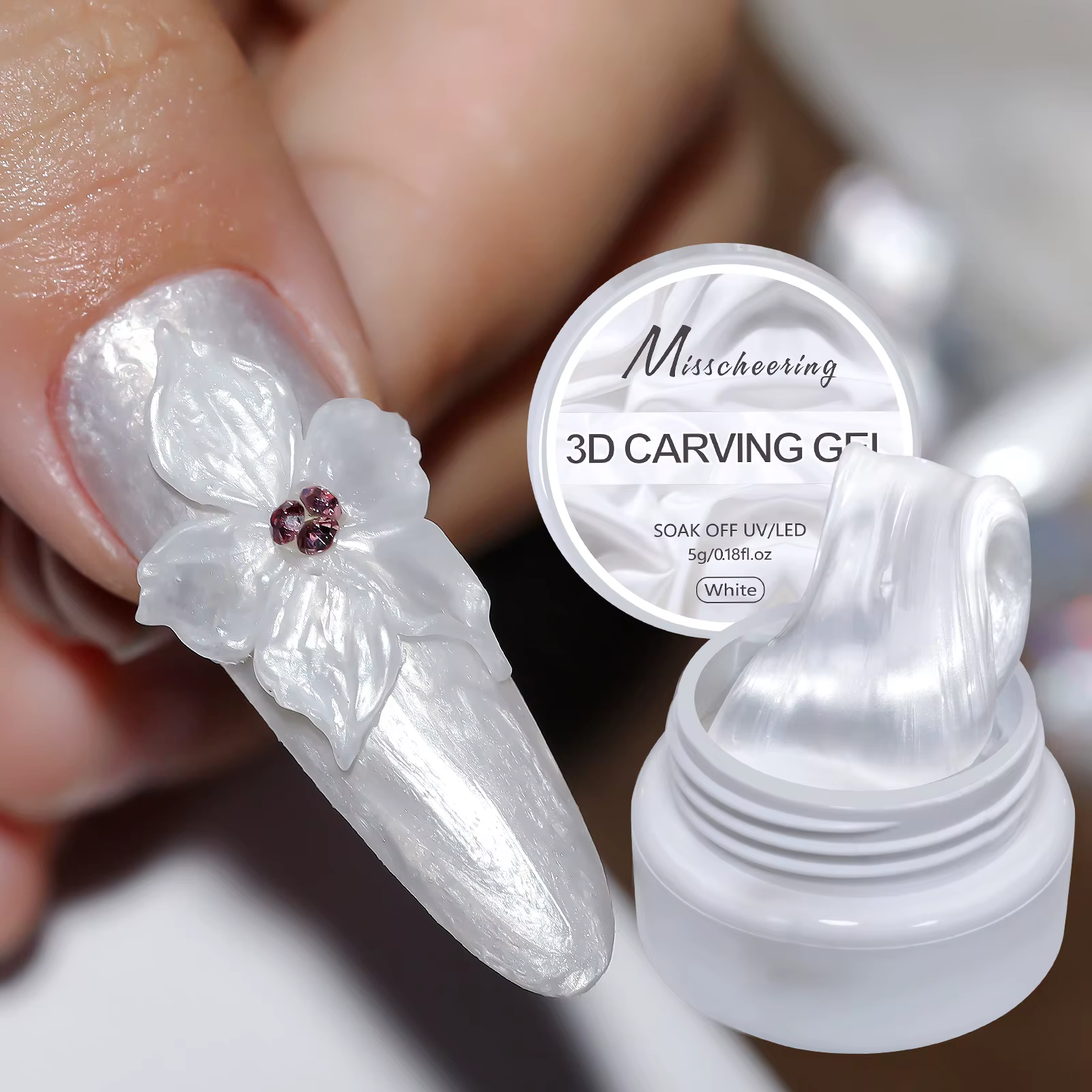 Vernis à ongles Gel blanc antiadhésif sculpté à la main