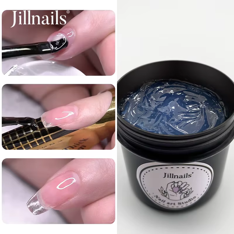 Jillnails 100g Gel de construction naturel en gelée transparente pour extension d'ongles, crème de modelage en caoutchouc