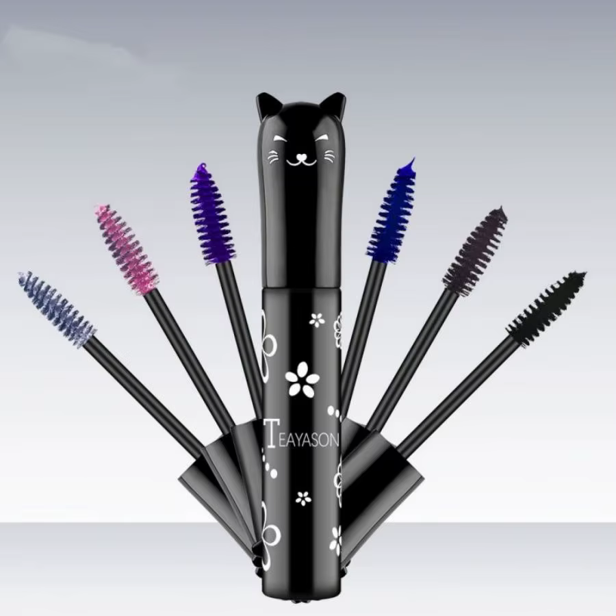 Mascara 6 couleurs avec grande tête de brosse, facile à appliquer, ne se décolore pas, blanc, violet, bleu royal, argent, café, pas facile à tacher, mascara et gel pour sourcils
