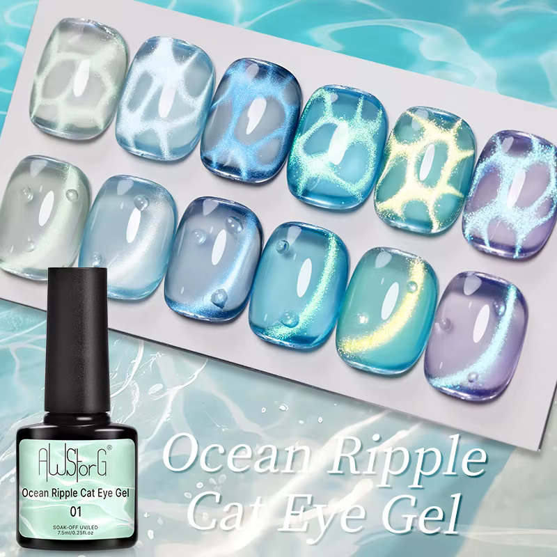 AWStorG 7.5ML océan ondulation oeil de chat Gel Aurora violet bleu Gel magnétique vernis à ongles Semi Permanent tremper UV LED Gel manucure