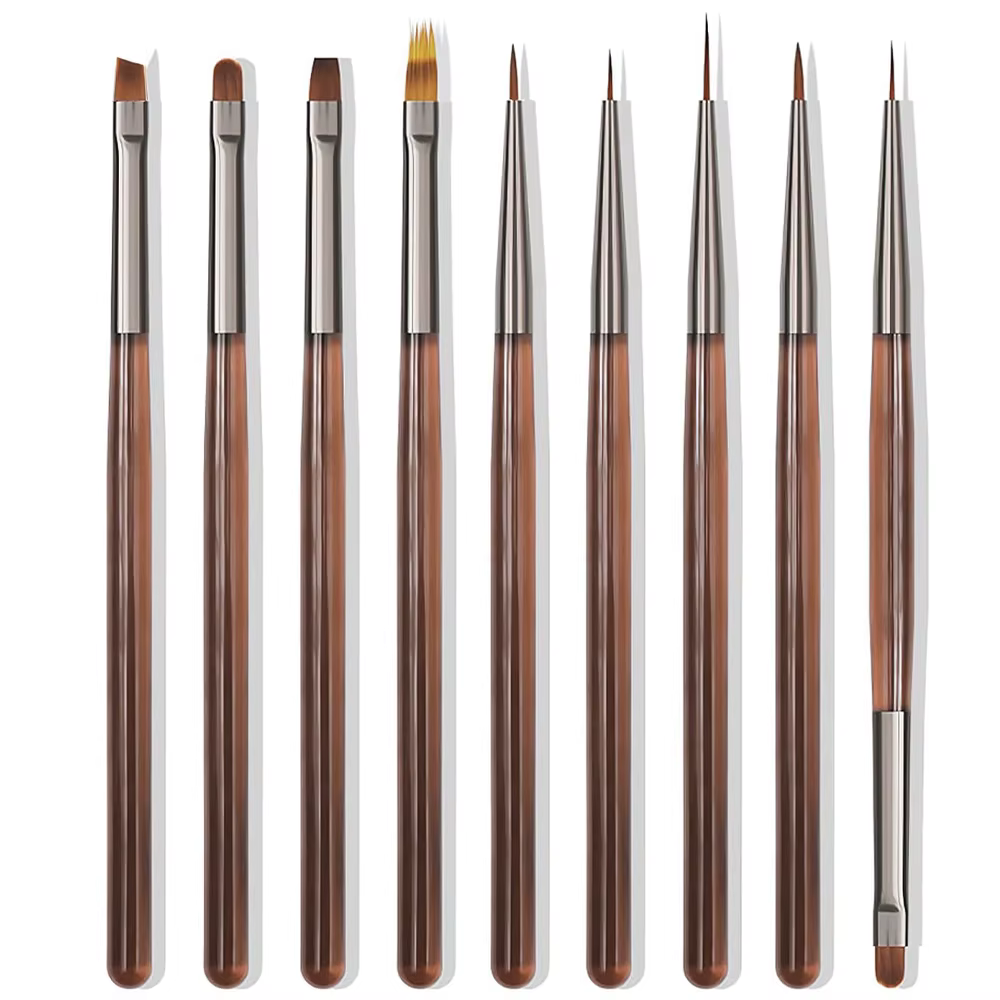 9 Pcs Outils de Peinture pour Nail Art avec Pinceaux pour Gel d'Extension d'Ongles