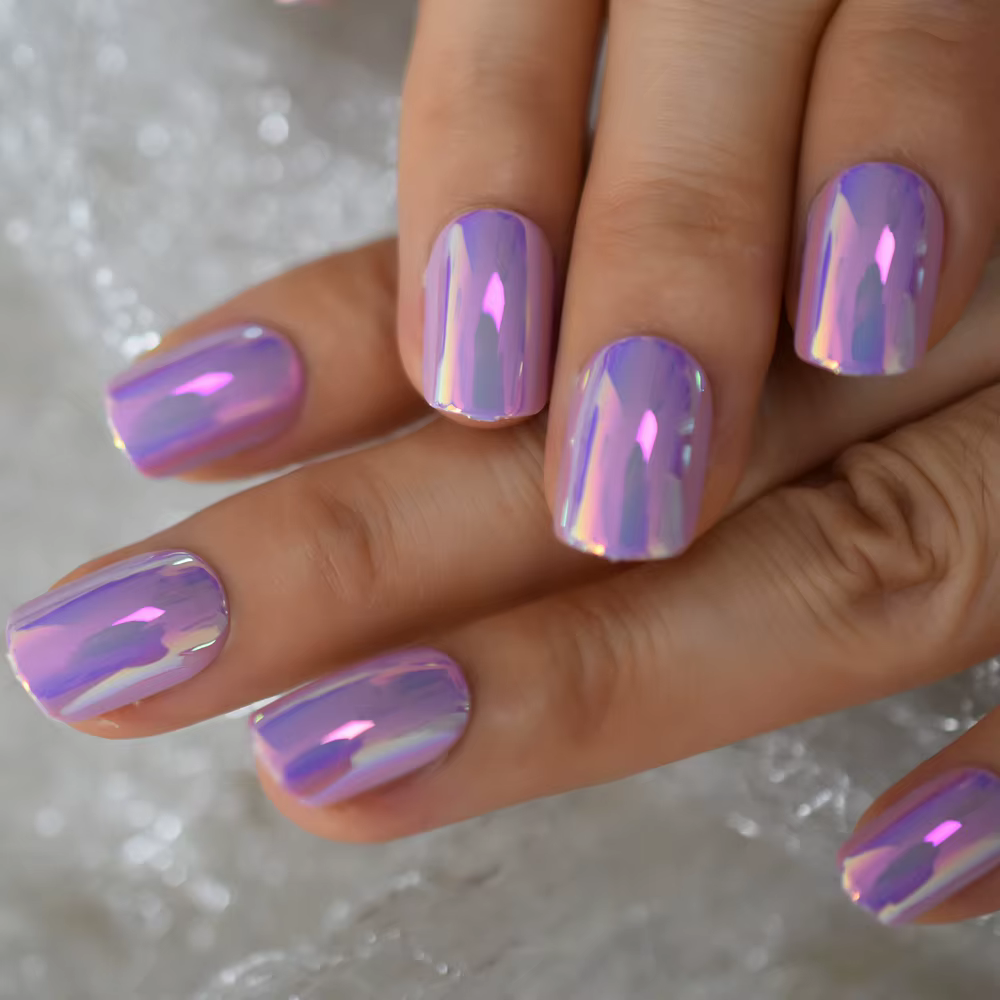 Ongles fantaisie courts et ronds à pression