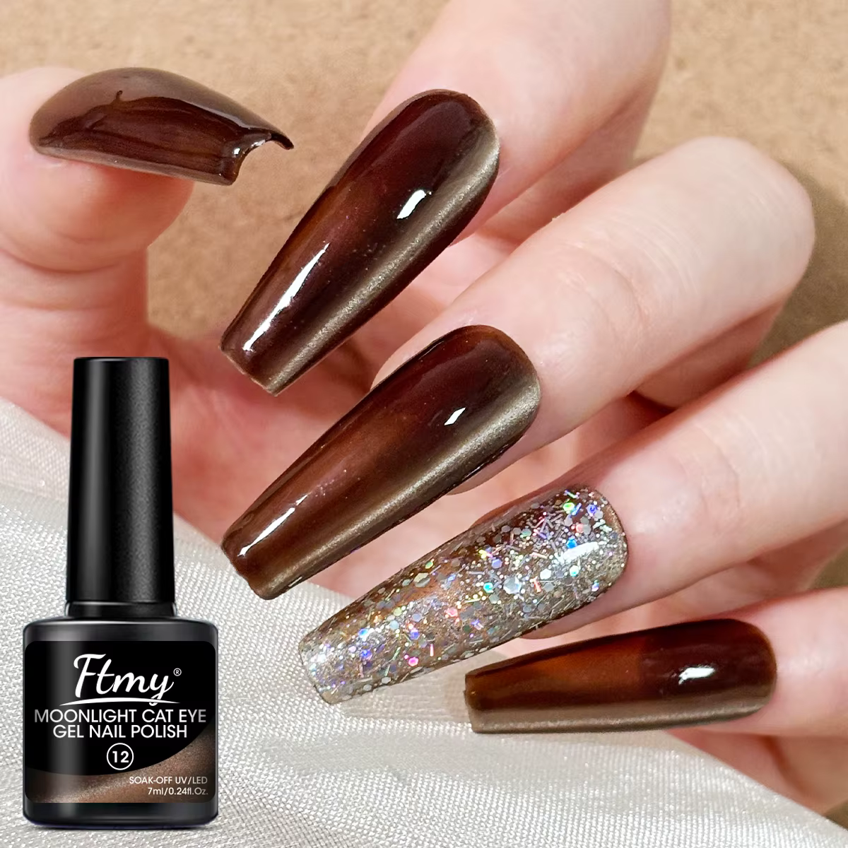 Vernis à ongles gel œil de chat au clair de lune blanc