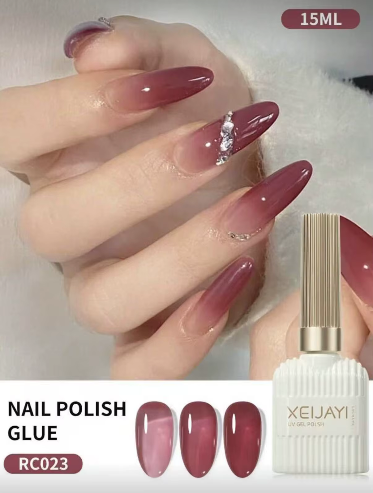 XEIJAYI15ML Vernis à ongles gel rouge vin