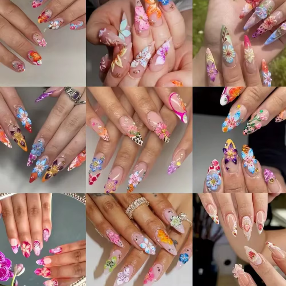 72 pièces/boîte Hawaii Hibiscus Lily Floral Nail Art breloques 3D gelée colorée cristal doux fleur décoration des