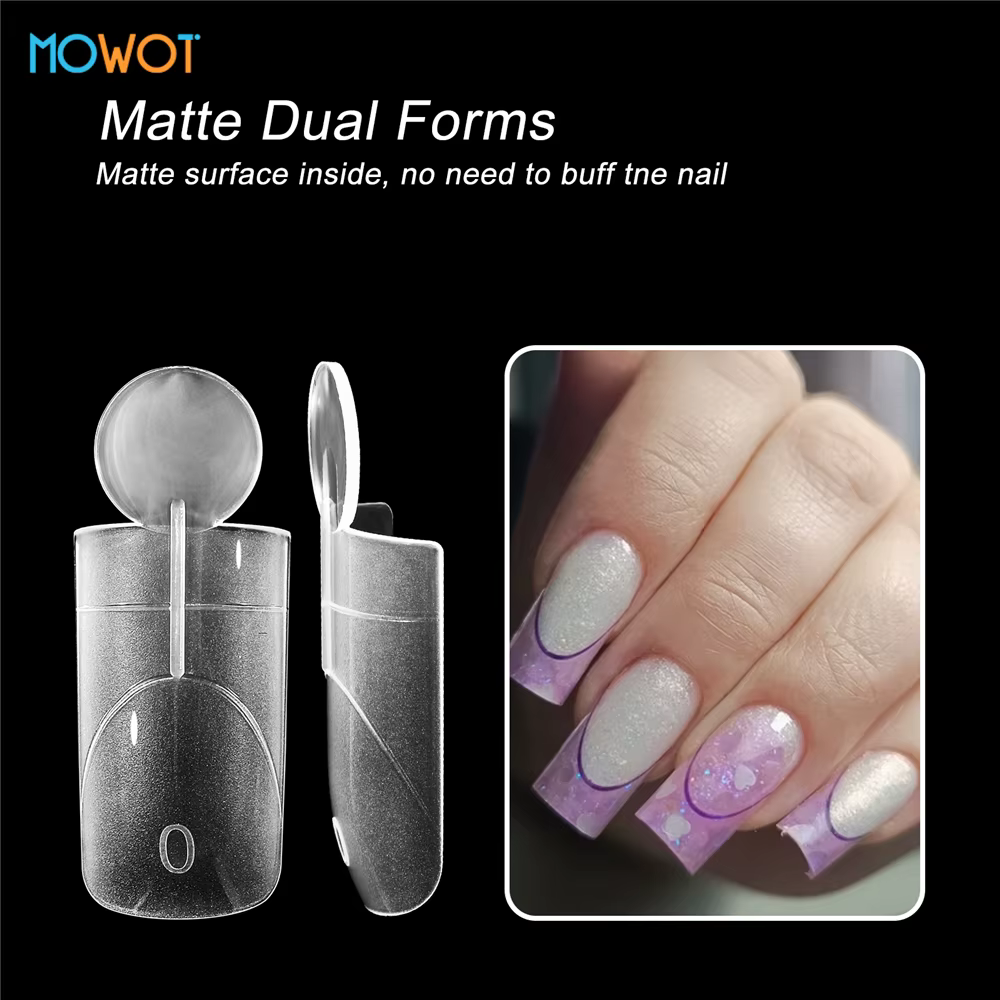 MOWOT Moules à ongles double face effet mat 140 pièces pour extension rapide