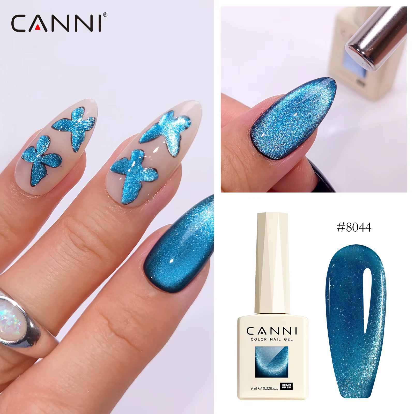 Kit de vernis à ongles gel œil de chat CANNI 8 pièces/kit 9ML, sans TPO/HEMA, à faire tremper, UV LED, vernis gel ultra brillant, paillettes, semi-permanent
