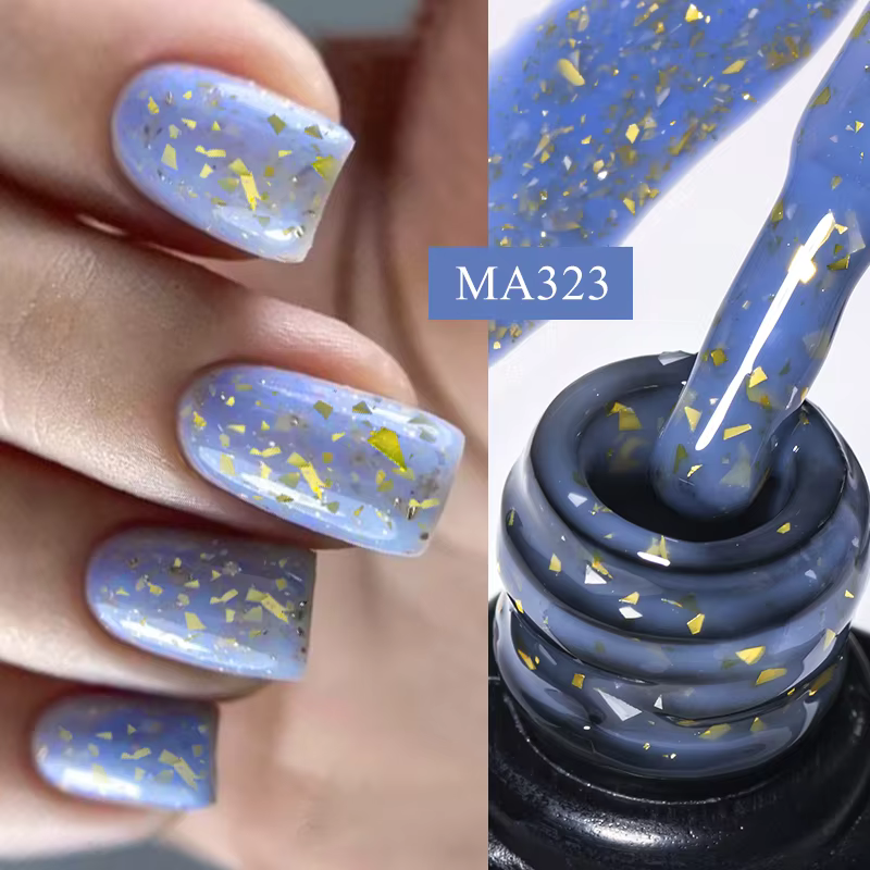 Gel de base en caoutchouc pailleté or 7 ml