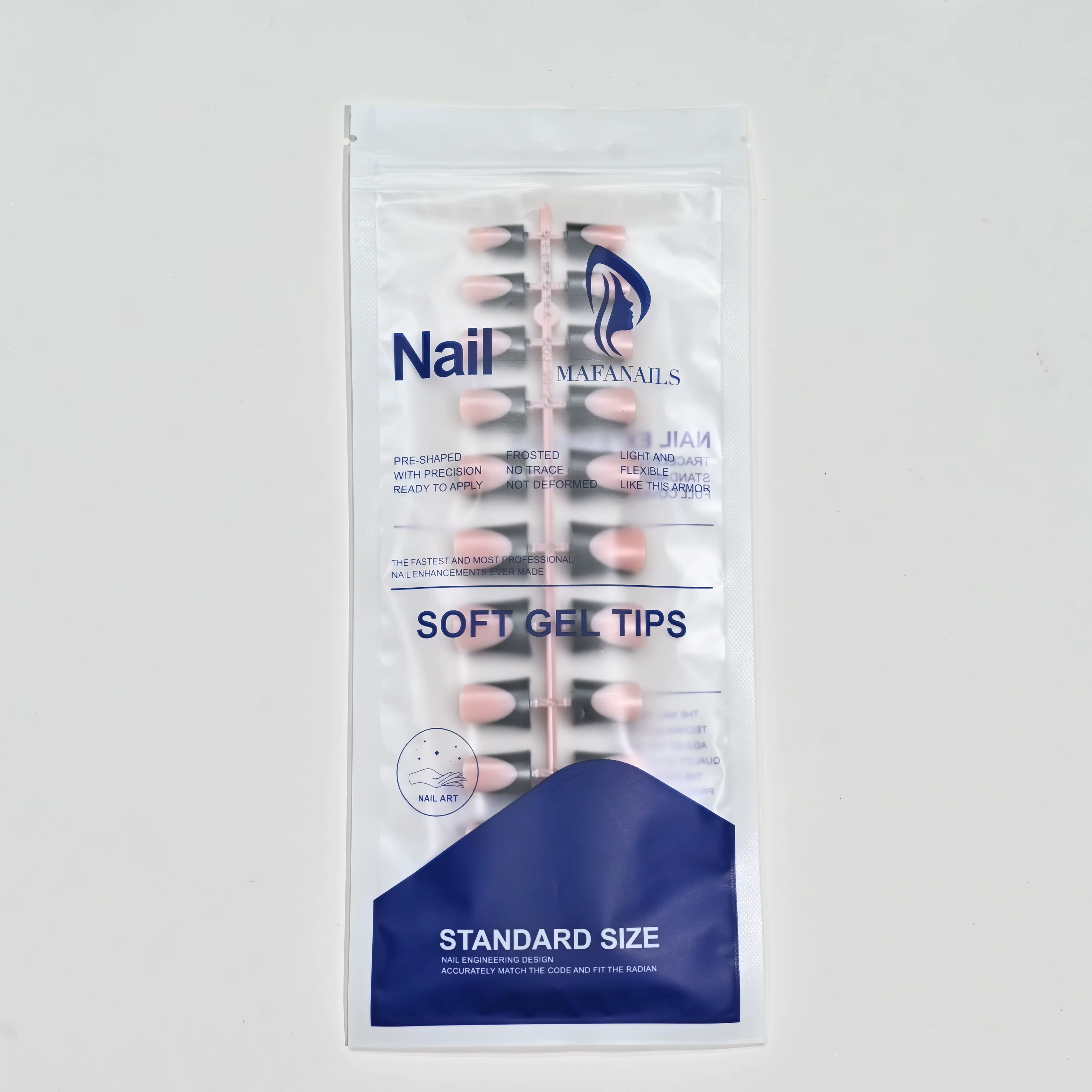120 faux ongles en gel souple à presser, forme bec de canard, courts et carrés, noirs, rose nude, brillants, prêts à poser