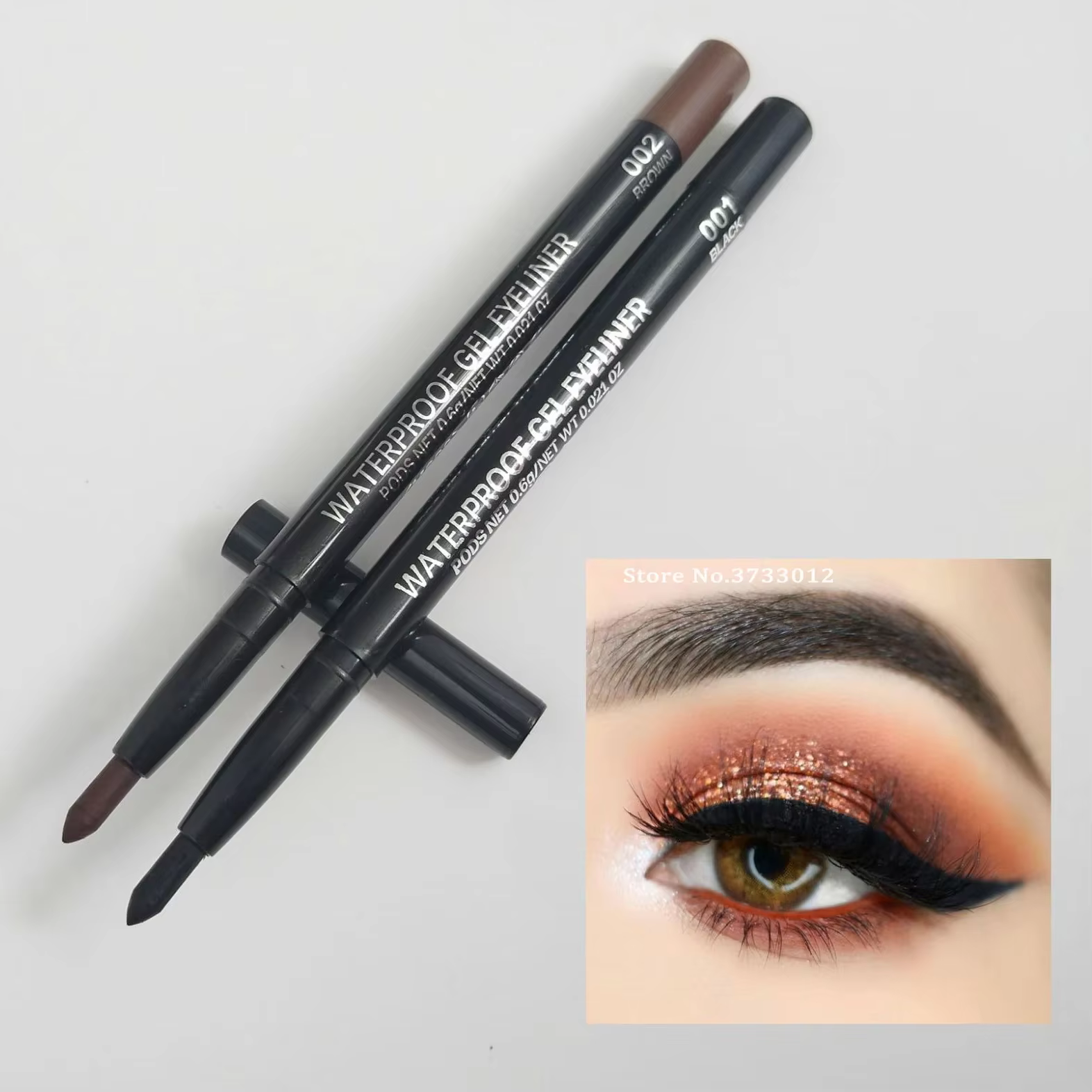 Crayon Eyeliner Waterproof à vaccage Rapide, Gel Soyeux, Outil de Maquillage pour les Yeux, Respectueux de l'Intérieur, 256 Marron et Noir, 3 Pièces