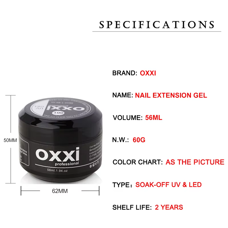 OXXI 56ml UV Extension d'ongle Gel semi-permanent constructeur vernis manucure Poly ongles Gellac acrylique Gel