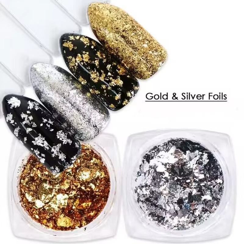 Flocons de feuille d'or pour ongles