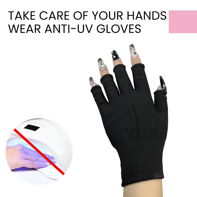 Gants fins anti-UV noirs pour ongles