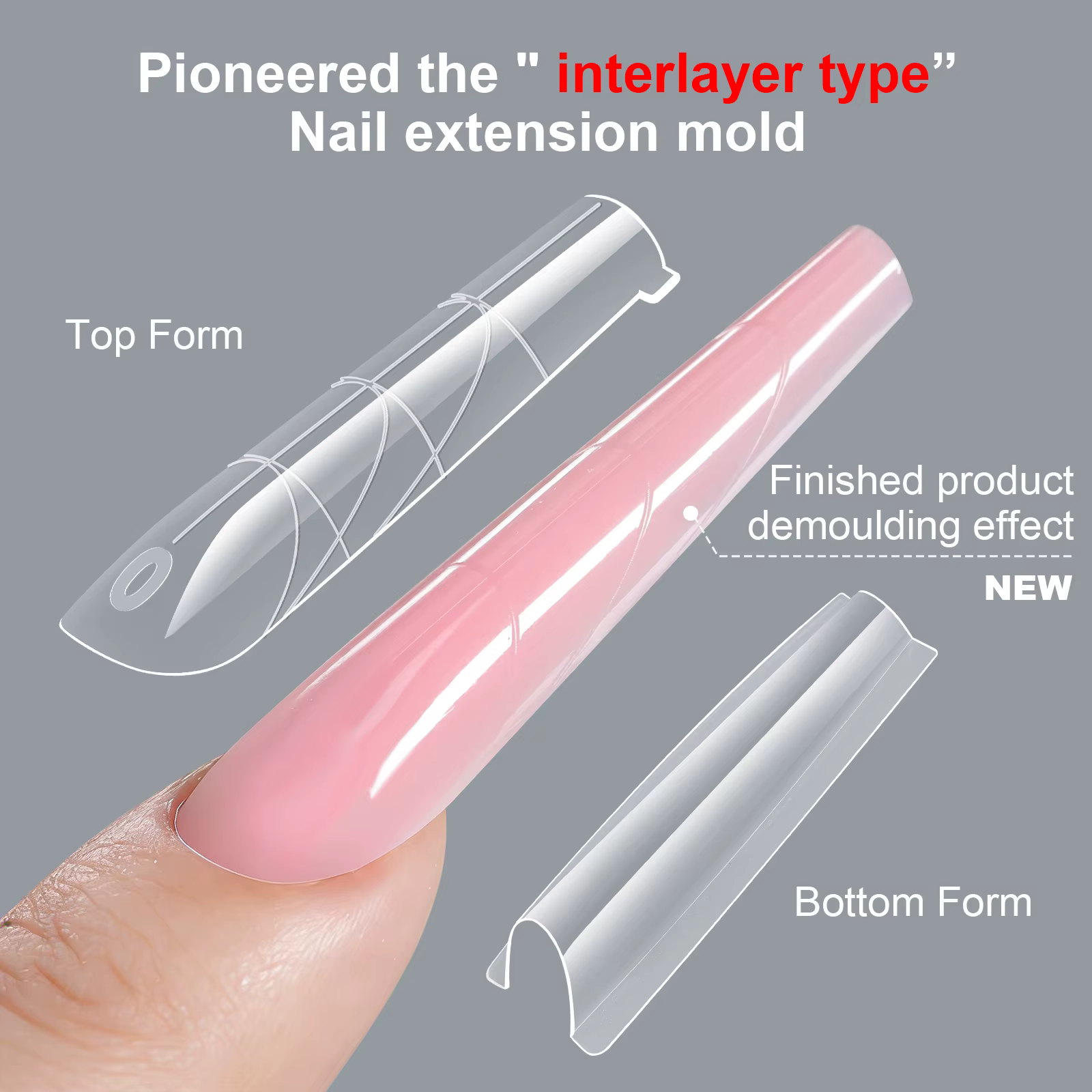 256 pièces/boîte – Formes à ongles sandwich double pour extension rapide – Système de construction en gel – Capsules d'extension d'ongles à couverture complète