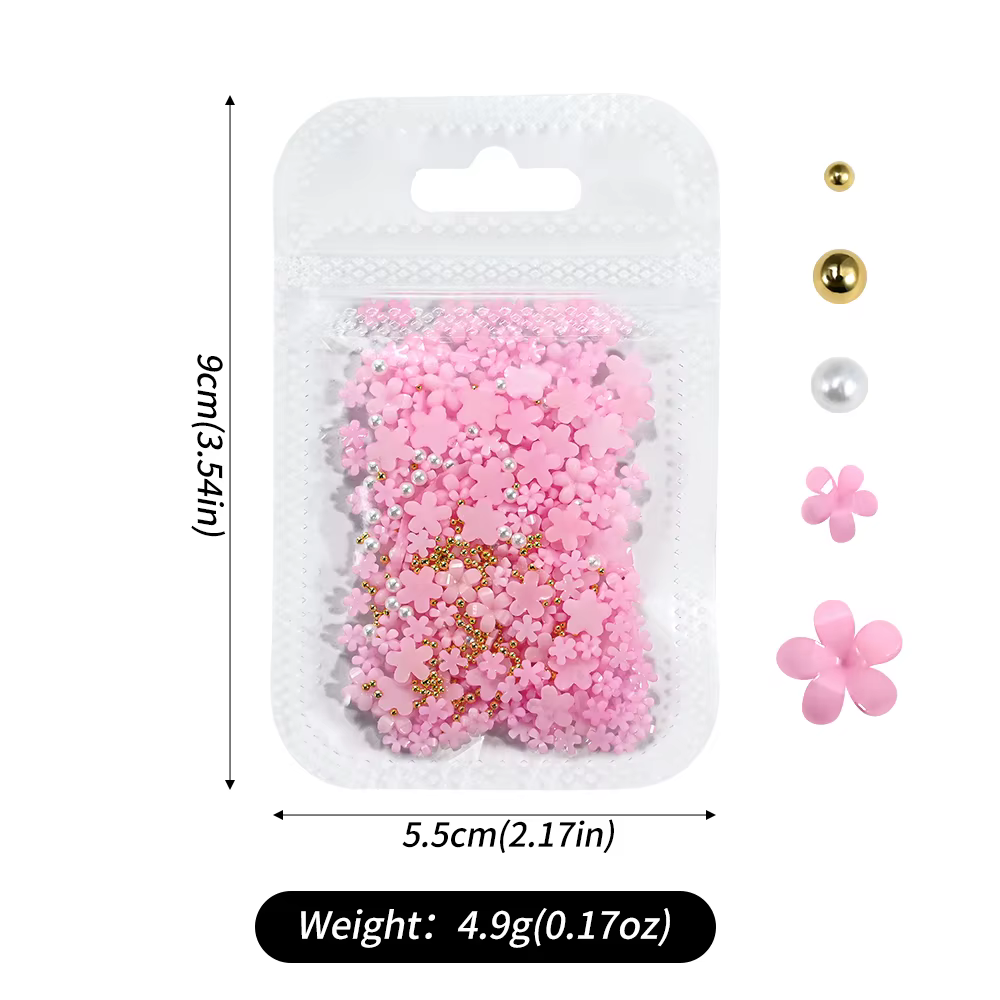 Décorations pour ongles en forme de fleur acrylique blanche 3D