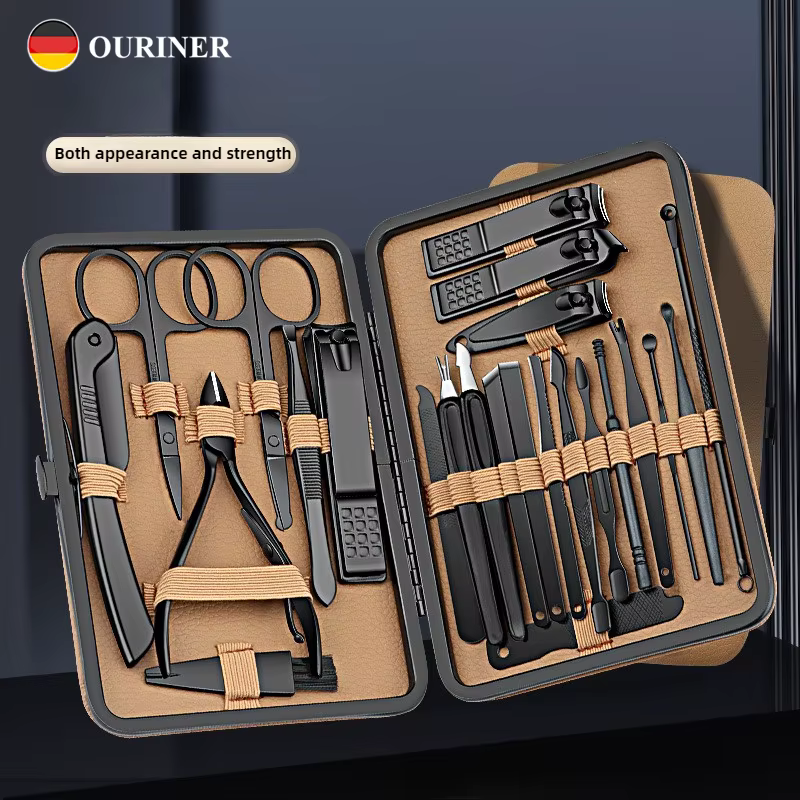 7/16/24 pièces ensemble de manucure professionnel coupe-ongles Kit de pédicure en acier inoxydable outil de soin des ongles Kit de toilettage avec voyage luxueux