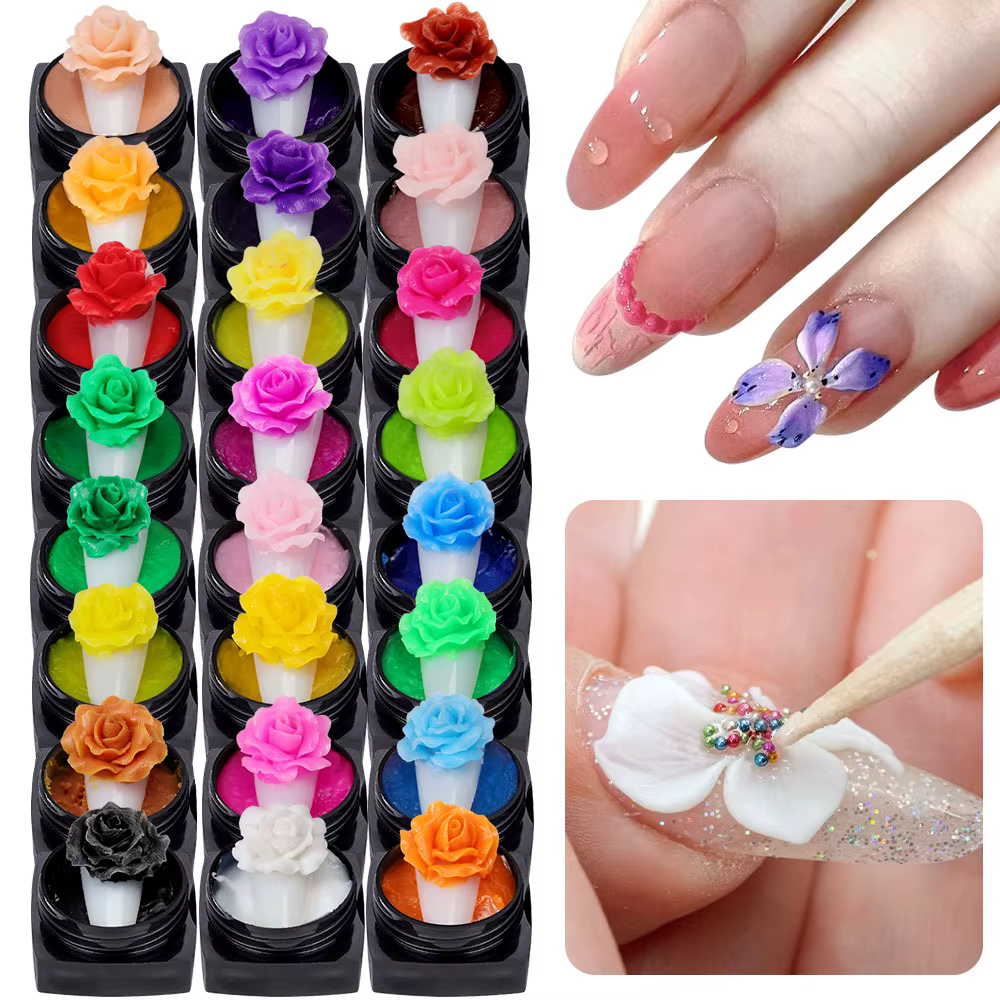 LIMEGIRL Nail Art UV pâte à modeler Gel pour ongles bricolage sculpter modèles 3D UV Gel acrylique sculpture fleurs accessoires pour outil de manucure