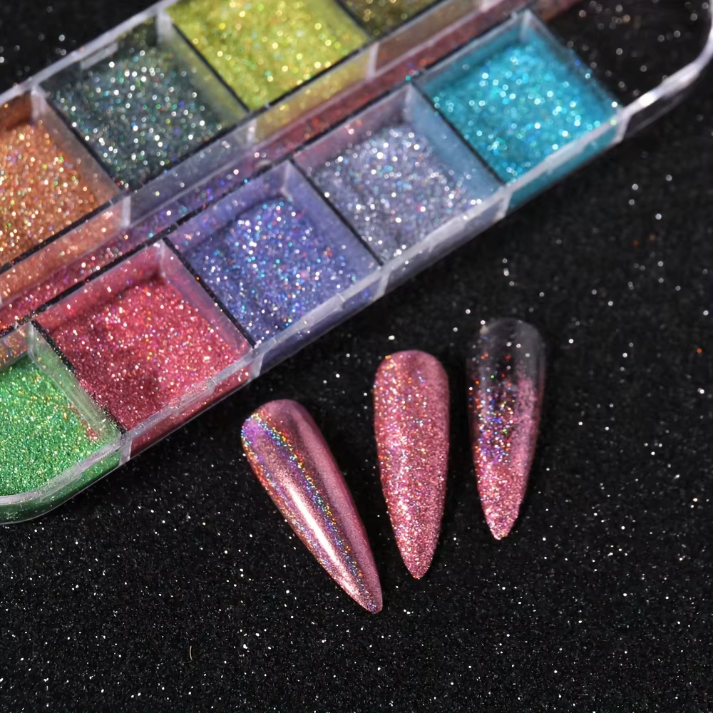 Ensemble de Poudre Holographique pour Ongles