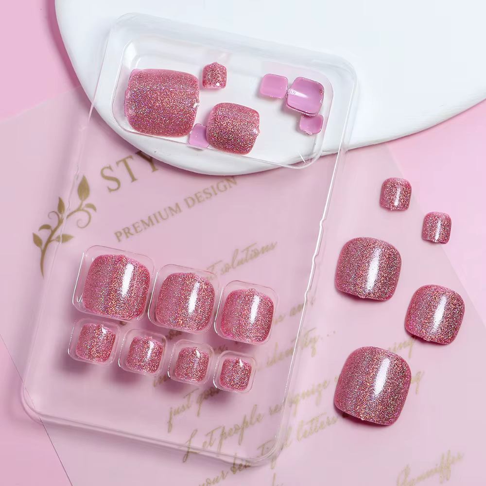 Faux Ongles de Pieds Carrés, Courts, Couverture Complète, N64.Femmes