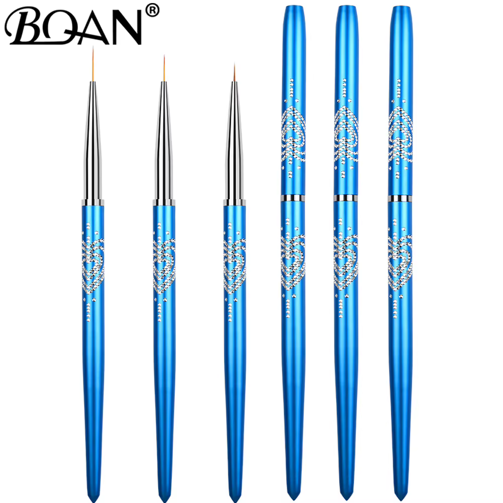 BQAN 7/9/11mm bleu Nail Art Liner pinceaux Gel ongles brosse Gel vernis
