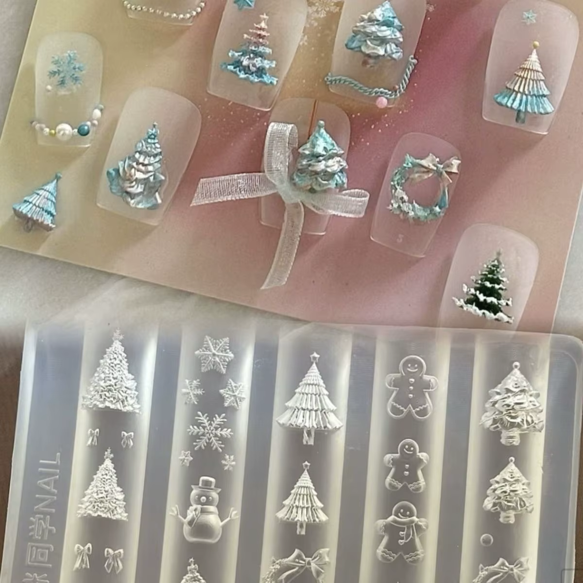Outil de conception de manucure avec arbre de noël 3D