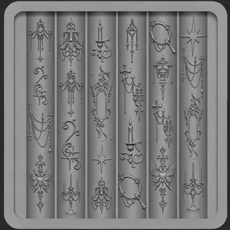 Moule à ongles élégant de style baroque avec motifs de nœuds et de papillons pour un nail art DIY tendance