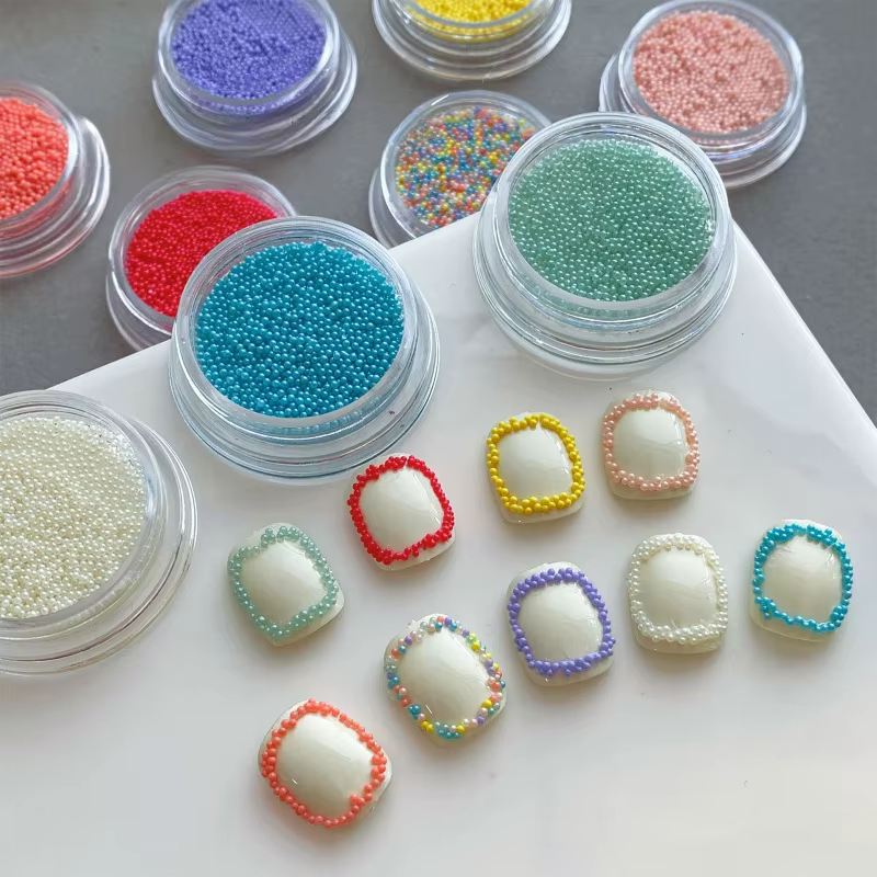 1 boîte de perles pour ongles Caviar couleur dopamine