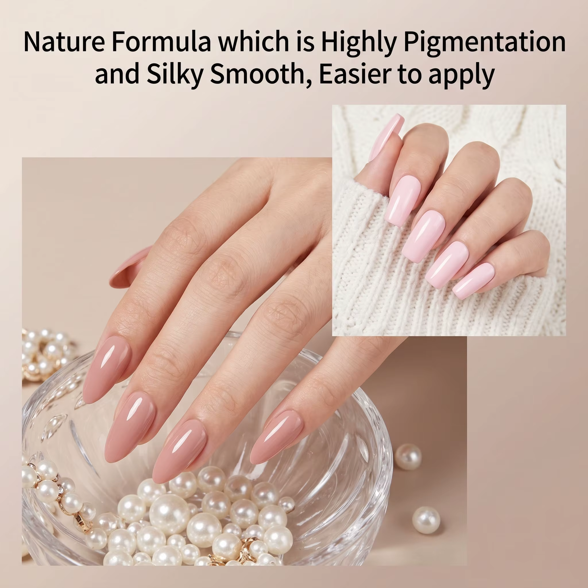 Ensemble de 6 vernis à ongles gel rose nude