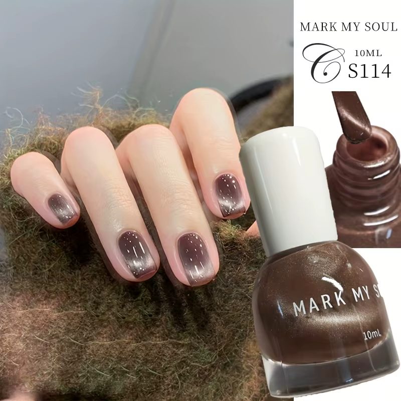 Vernis à ongles S114 Marron Transparent Effet Œil de Chat