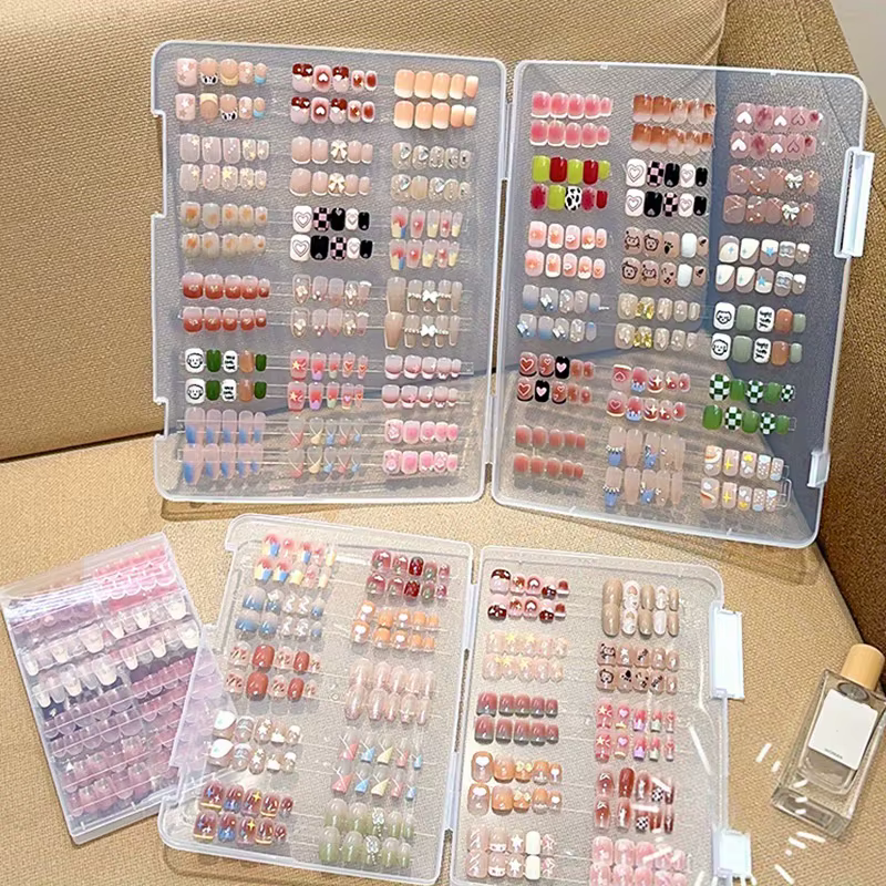 Boîte de rangement transparente de grande capacité pour ongles - Boîte d'organisation et de présentation de faux ongles anti-poussière - Peut contenir 24/42 pièces d'ongles