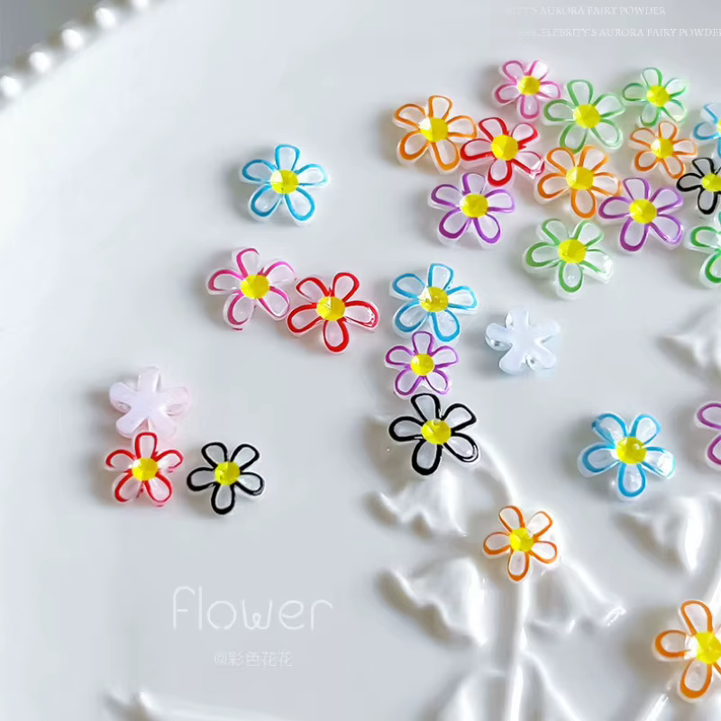 Résine de gelée colorée marguerite tournesol Rose fleur mignon ongles strass Nail Art décorations breloques accessoires outils de manucure