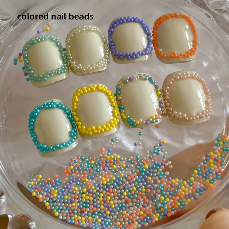 1 boîte de perles pour ongles Caviar couleur dopamine