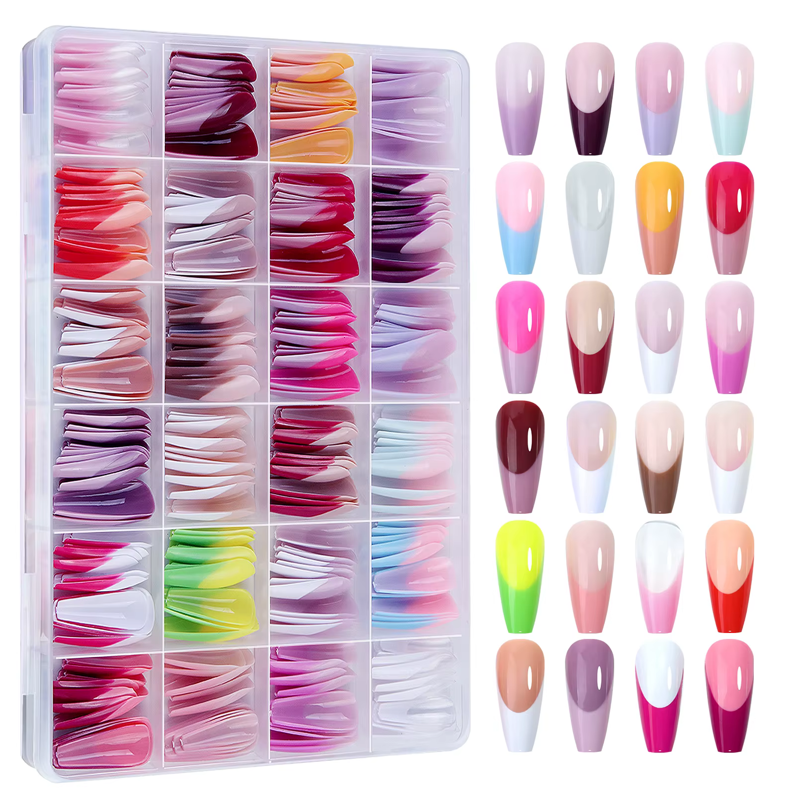 Faux ongles de ballet français colorés à 24 grilles