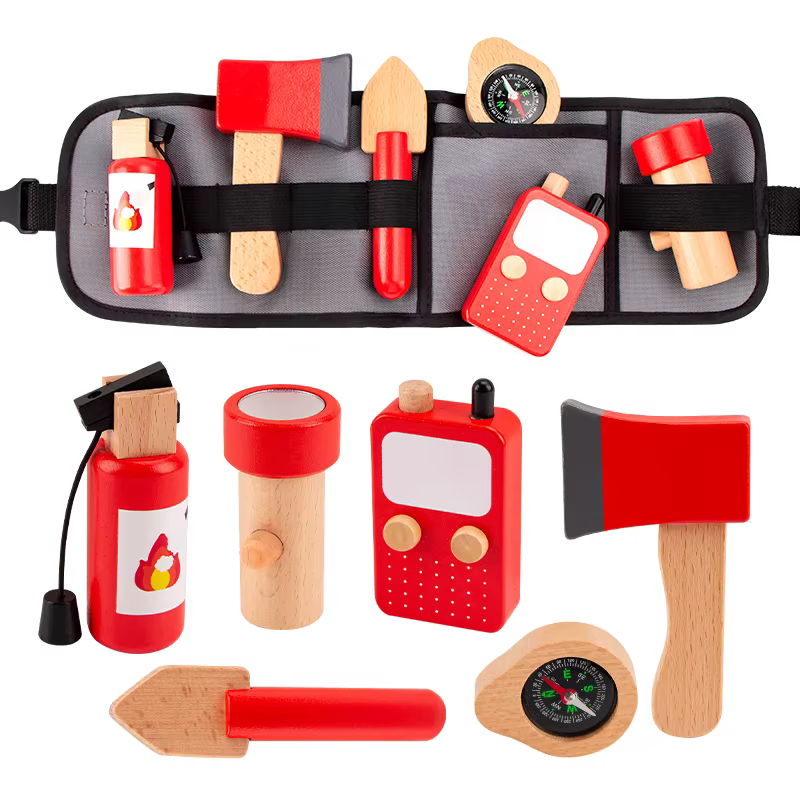 Outil de Simulation en bois pour enfants, ensemble de sacs de taille de pompier, jeu de rôle, jouets éducatifs pour enfants de 3 à 6 ans