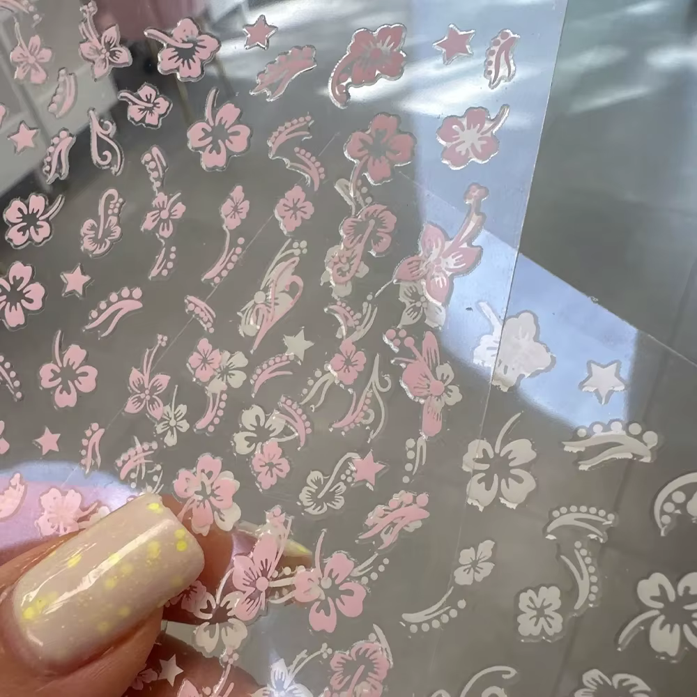 Autocollant pour ongles fleurs d'hibiscus 3D