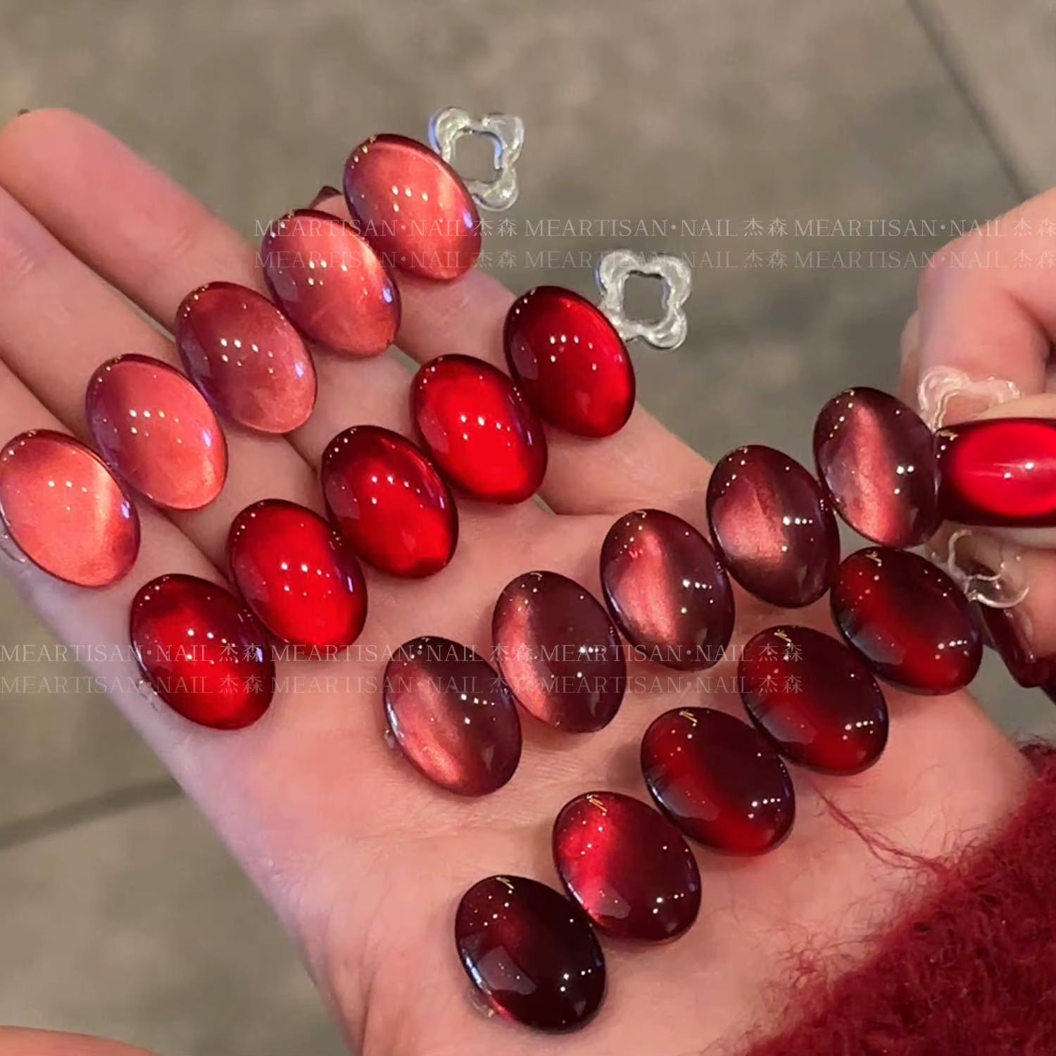 1 pot Rose rubis rouge oeil de chat vernis à ongles Gel automne et hiver série du nouvel an tremper LED/UV
