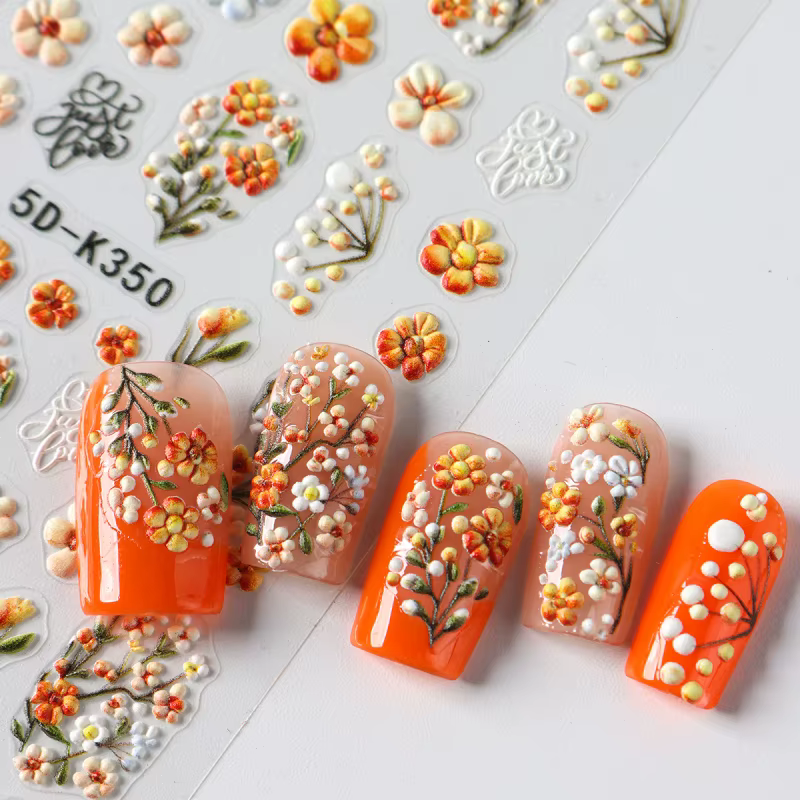 Autocollants pour ongles en relief marguerite 5D