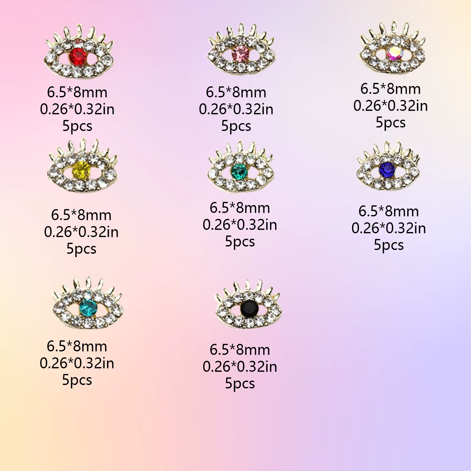 Cabochons de Mauvais Œil en Or pour Décoration d'Ongles