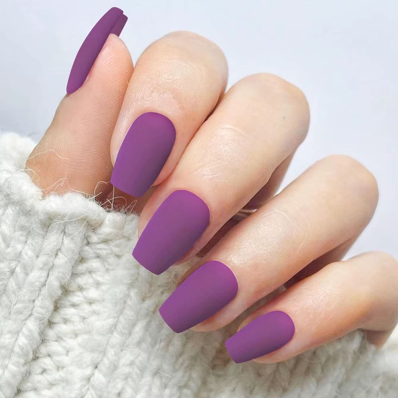 24 pièces - Faux ongles en forme de ballerine de couleur unie