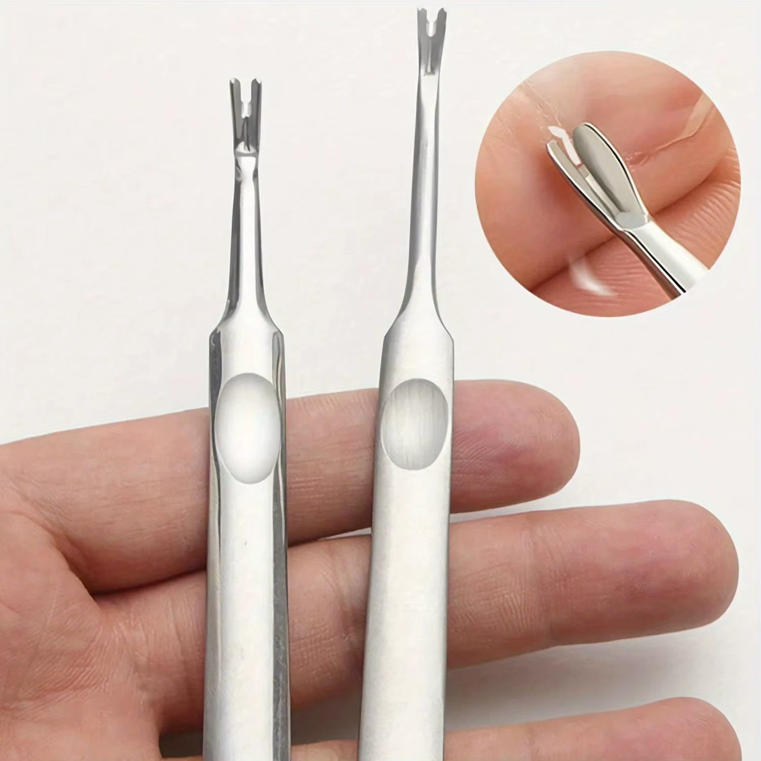 Nettoyeur de cuticules professionnel en acier inoxydable argenté