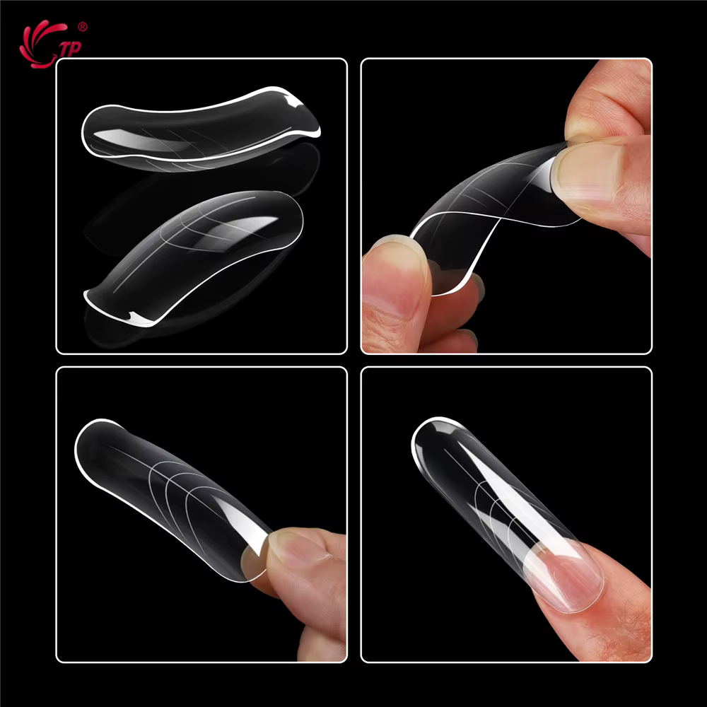 TP 150 pièces formes d'ongles cercueil incurvées longues moule à ongles clair pour Gel d'ongle Poly Extension acrylique