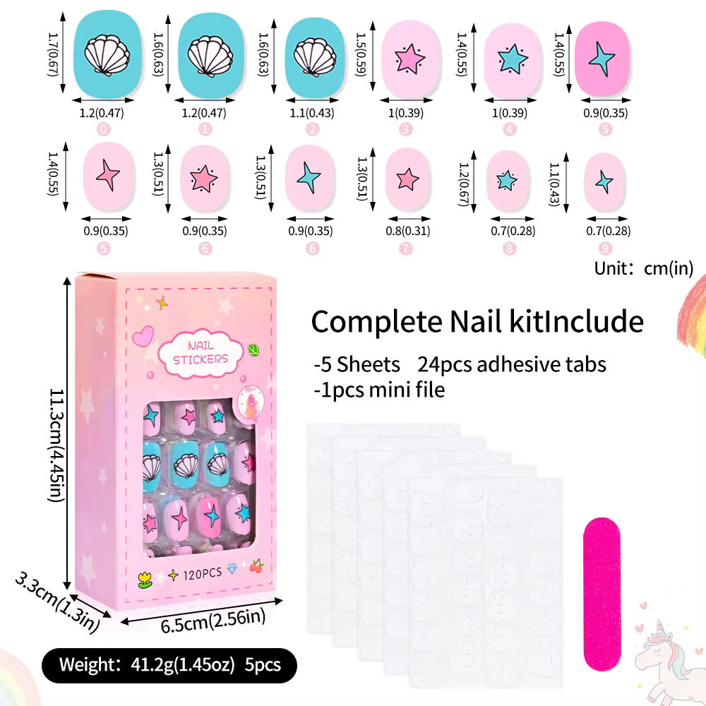 120 pièces enfants presse sur ongles
