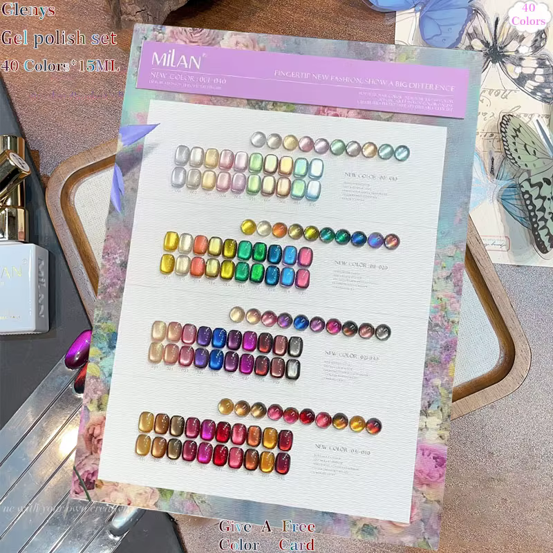 Glenys 50 pièces * 15ml Vernis à ongles gel effet œil de chat
