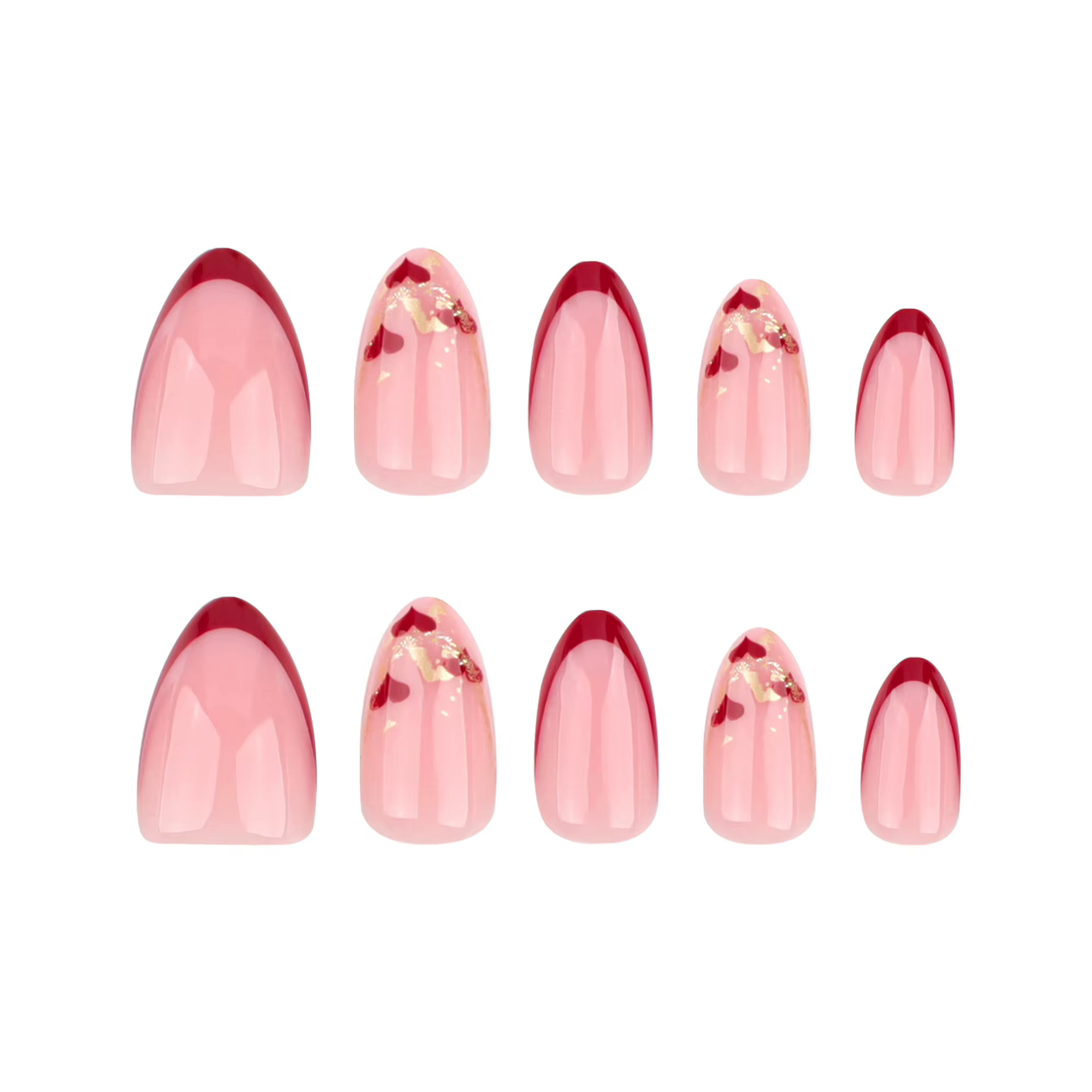 24 pièces saint valentin presse sur ongles ensemble court en forme d'amande brillant rouge