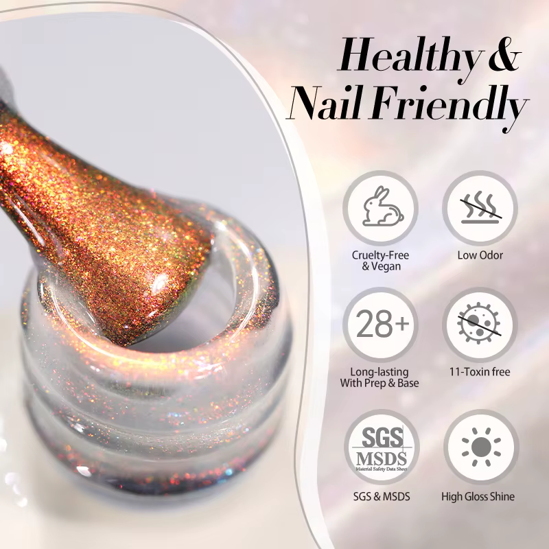 BORN PRETTY 10ml Aurora paillettes Gel vernis à ongles Ultra brillant caméléon Laser Semi Permanent tremper UV Gel