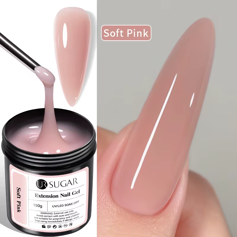 UR SUGAR 150g Gel de construction rapide rose doux 6 en 1 Acrygel pour extension d'ongles auto-nivelant