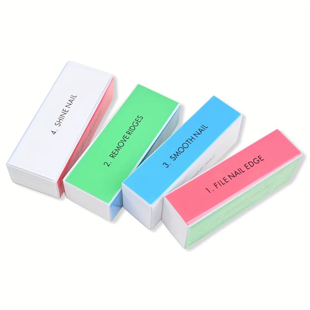 Lot de 2 limes à ongles et blocs de polissage, outils professionnels pour le nail art, permettant de polir toutes les faces des ongles, outils pour le nail art destinés aux salons de beauté.