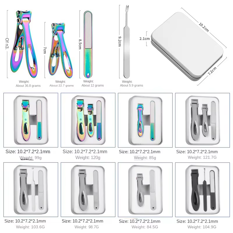 Ensemble d'outils coupe-ongles couleur titane